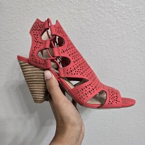 Vince Camuto Women’s Leather Cut Out Heeled Sandals